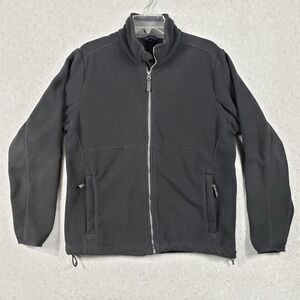 Lands' End Polartec Fleece Jacket Men M Black Gorpcore Quiet Outdoor Full Zip